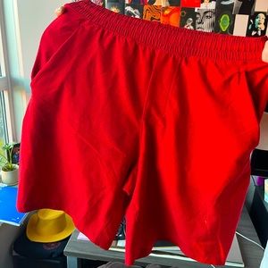Red Mens Lululemon shorts (7” inseam) with liner